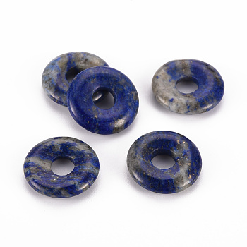 Natural Lapis Lazuli Pendants, Donut/Pi Disc, 18x4.5~5.5mm, Hole: 5.5mm