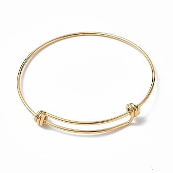 Ion Plating(IP) Adjustable 304 Stainless Steel Bangles Making, Real 18K Gold Plated, Inner Diameter: 2-5/8 inch(6.55cm)