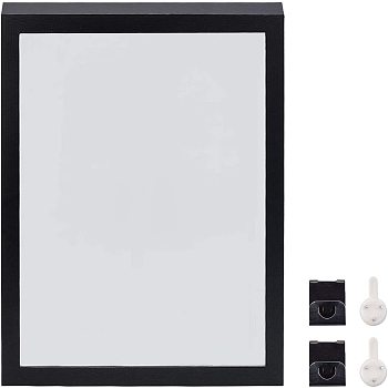 Wood Picture Frame, with Organic Glass, for Wall Hanging and Tabletop Display, Rectangle, Black, 38.3x30.7x2.05cm, Inner Size: 34.4x26.7cm