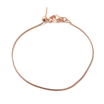 Rack Plating Brass Box Chain Adjustable Slider Bracelets Making for Women, Cadmium Free & Lead Free, Rose Gold, 7-7/8 inch(20cm)