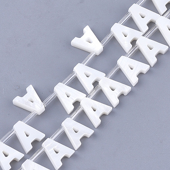 Natural Freshwater Shell Beads, Top Drilled Beads, White, Letter.A, 10x8.5x3mm, Hole: 0.8mm