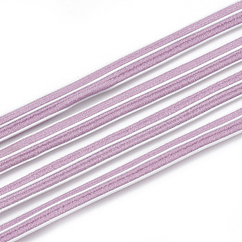 Flat Elastic Cord, with Nylon Outside and Rubber Inside, Plum, 7x2.5mm, about 100yard/bundle(300 feet/bundle)