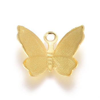 Brass Filigree Pendants, Butterfly Charms, Golden, 11x13.5x3mm, Hole: 1.5mm