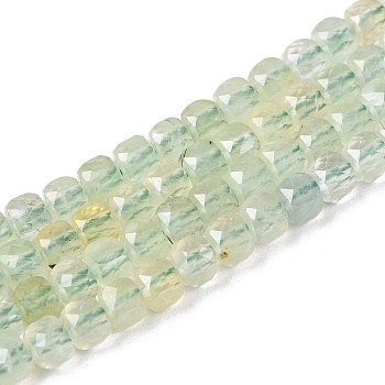 Natural Prehnite Beads Strands, Grade AA, Faceted, Cube, 4~5x4~5x4~5mm, Hole: 0.8mm, about 92~105pcs/strand, 14.96~15.35 inch(38~39cm)