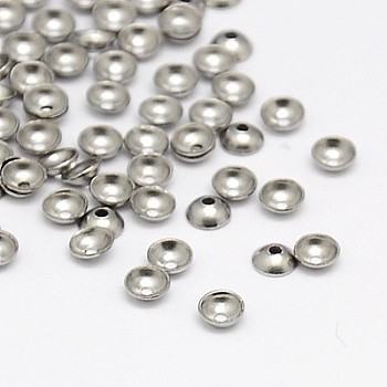 304 Stainless Steel Bead Caps, Apetalous, Half Round, 3x1mm, Hole: 0.5mm, 5000pcs/bag