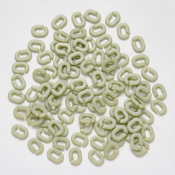 Opaque Acrylic Linking Rings, Quick Link Connectors, For Cable Chains Making, Oval, Olive Drab, 9x6.5x2mm, Inner Diameter: 5mm