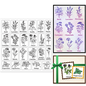 PVC Plastic Stamps, for DIY Scrapbooking, Photo Album Decorative, Cards Making, Stamp Sheets, Film Frame, Plants, 15x15cm