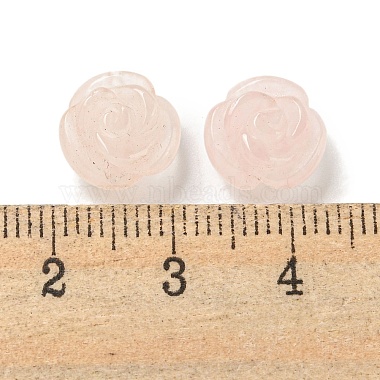 Perles de fleurs sculptées en quartz rose naturel(G-O156-B-38)-3