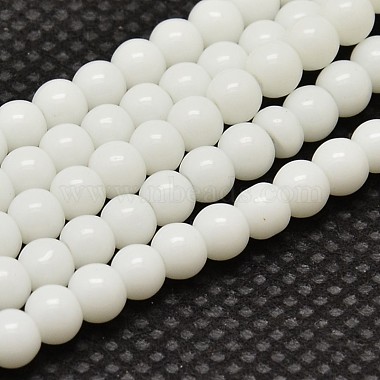 Opaque Solid Color Glass Round Beads Strands(GLAA-F032-4mm-01)-1