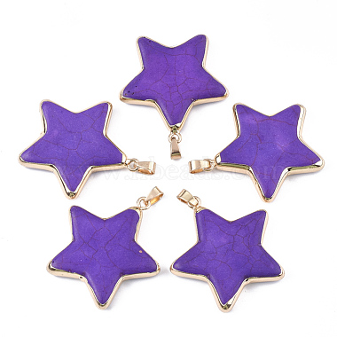 Golden Blue Violet Star Synthetic Turquoise Pendants
