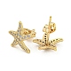 Brass Micro Pave Cubic Zirconia Ear Studs(EJEW-P261-26E-G)-2