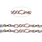 Ion Plating(IP) 304 Stainless Steel Figaro Chains, Figure 8 Chain, with Spool, Unwelded, Rainbow Color, 6x3.5x1mm, 5.5x3.5x1mm, about 32.8 Feet(10m)/roll(CHS-I001-09MC-01)
