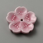 Ceramic Incense Burners, Sakura Flower Incense Holders, Home Office Teahouse Zen Buddhist Supplies, Pink, 45x47x8mm, Hole: 3.3mm(AJEW-WH0033-99A)