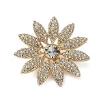 Flower Rhinestone Brooch, Alloy Lapel Pins for Backpack Clothes, Golden, Crystal, 40mm(JEWB-G040-08G-01)