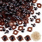Half Round Plastic Craft Safety Eyes & Eyelid Sets, Doll Making Supplies, with Plastic Washer, Coconut Brown, 18.5x13.5mm, 300pcs/set(DOLL-WH0002-12B)