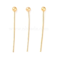 Brass Ball Head Pins, for Jewelry Making, Real 18K Gold Plated, 18x0.3mm, Head: 1.8mm(KK-N254-49A-G)