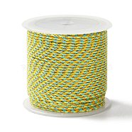 4-Ply Cotton Cord, Handmade Macrame Cotton Rope, with Gold Wire, for String Wall Hangings Plant Hanger, DIY Craft String Knitting, Yellow Green, 1.5mm, about 21.8 yards(20m)/roll(OCOR-Z003-C10)
