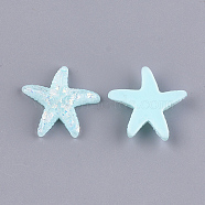 Resin Cabochons, with Shell Chip, Starfish/Sea Stars, Light Cyan, 24x25.5x5mm(X-CRES-T010-03D)