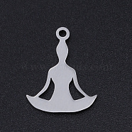 Chakra Theme, 201 Stainless Steel Laser Cut Pendants, Yoga, Stainless Steel Color, 18x14x1mm, Hole: 1.4mm(STAS-S105-T893-1)