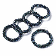 Faceted Transparent Glass Beads Stretch Bracelets, Rainbow Plated, Rondelle, Dark Slate Gray, Inner Diameter: 2 inch(5cm)(BJEW-S144-002C-01)