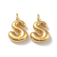 Brass Pendants, Real 18K Gold Plated, Letter S, 19x12.5x4.5mm, Hole: 3.4mm(KK-A199-01G-S)