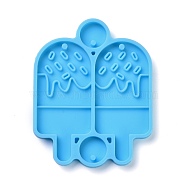 DIY Pendant Silicone Molds, for Earring Making, Resin Casting Molds, For UV Resin, Epoxy Resin Jewelry Making, Ice Cream, Deep Sky Blue, 55x44x3.5mm, Hole: 2mm, Inner Diameter: 10mm & 45x20mm(DIY-H154-06C)