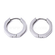 304 Stainless Steel Huggie Hoop Earrings, Ring, Stainless Steel Color, 16x17x3mm, Pin: 0.8mm(X-STAS-R115-22P)