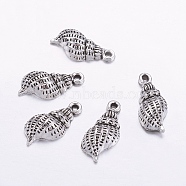 Tibetan Style Alloy Whelk/Conch Shell Pendants, Cadmium Free & Lead Free, Antique Silver, 19.3x10x4mm, Hole: 2mm(X-TIBEP-Q043-226-RS)