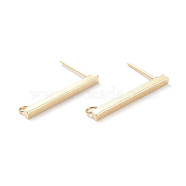 304 Stainless Steel Stud Earring Findings, Rectangle, Golden, 20x2mm, Hole: 1.6mm, Pin: 0.7mm(X-STAS-G224-21G-01)