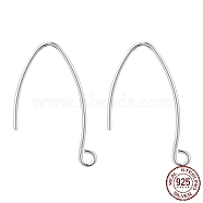 925 Sterling Silver V Shaped Earring Hooks, Marquise Ear Wire, Silver, 27mm, Hole: 2mm, 18 Gauge, Pin: 1mm, about 27pairs/20g(STER-M102-04S)