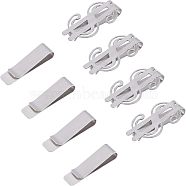 CHGCRAFT 8Pcs 2 Style Stainless Steel Clips, Dollar-shaped & Rectangle, Stainless Steel Color, 48x28.5x75mm(AJEW-CA0001-76)