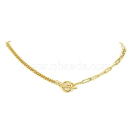 Brass Curb & Paperclip Chain Necklaces with Toggle Clasps, Golden, 17.68 inch(44.9cm)(NJEW-JN04609)