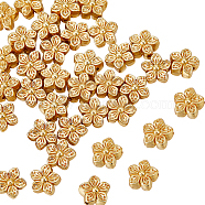 50Pcs Long-Lasting Plated, Alloy Beads, Flower, Real 18K Gold Plated, 9x5mm, Hole: 0.5mm(FIND-BBC0002-71)