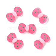 Translucent Frosted Resin Cabochons, Imitation Jelly, Bowknot, Hot Pink, 13x22x6mm(CRES-A049-04D)