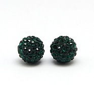 Polymer Clay Rhinestone Beads, Pave Disco Ball Beads, Grade A, Round, PP9, Emerald, PP9(1.5~1.6mm), 6mm, Hole: 1.2mm(RB-A053-6mm-08)