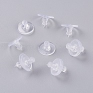 Plastic Ear Nuts, Bullet Clutch Earring Backs with Pad, for Droopy Ears, Clear, 10x6mm, Hole: 0.7mm(KY-F002-06)