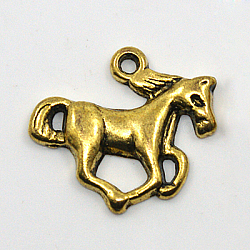 Tibetan Style Alloy Pendants, Lead Free and Cadmium Free, Horse, Antique Golden, 15x20x2.5mm, Hole: 2mm, about 714pcs/1000g(TIBEB-LF1172YKG-AG-LF)