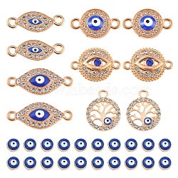 DIY Evil Eye Jewelry Making Finding Kit, Including Alloy Enamel & Pendants & Links, with Crystal Rhinestone, Blue, 30Pcs/bag(DIY-FS0003-08)