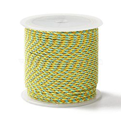 4-Ply Cotton Cord, Handmade Macrame Cotton Rope, with Gold Wire, for String Wall Hangings Plant Hanger, DIY Craft String Knitting, Yellow Green, 1.5mm, about 21.8 yards(20m)/roll(OCOR-Z003-C10)