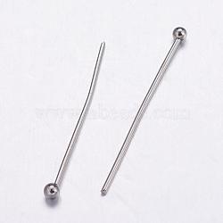 Tarnish Resistant 304 Stainless Steel Ball Head Pins, Stainless Steel Color, 25x0.6mm, 22 Gauge, Head: 2mm(STAS-K146-045-25x0.6mm)