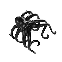 Halloween Alloy Wide Cuff Rings, Octopus, Black, Adjustable(PW-WG30901-01)