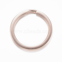 Ion Plating(IP) 304 Stainless Steel Split Key Rings, Keychain Clasp Findings, Rose Gold, 25x2mm(STAS-H383-30RG)