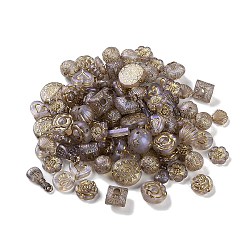 Transparent Acrylic Beads, Metal Enlaced, Mixed Shapes, Rosy Brown, 7.5~22.5x7.5~21x5.5~13mm, Hole: 1.2~5.5mm, about 485pcs/500g(MACR-L005-05L)