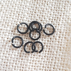 Baking Painted Iron Open Jump Rings, Round Ring, Black, 10x1.4mm(PW-WG12539-10)