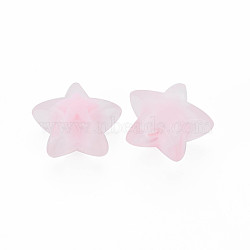 Transparent Acrylic Beads, Frosted, Bead in Bead, Star, Pink, 15.5x16x9.5mm, Hole: 3mm, about 569pcs/500g(TACR-S152-11C-02)
