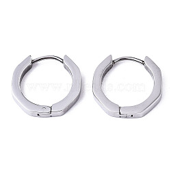 Tarnish Resistant 304 Stainless Steel Huggie Hoop Earrings, Ring, Stainless Steel Color, 16x17x3mm, Pin: 0.8mm(X-STAS-R115-22P)