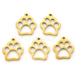 Vacuum Plating 304 Stainless Steel Charms, Laser Cut, Dogs Paw Print, Golden, 14x12x1mm, Hole: 1.2mm(X-STAS-N092-16G)