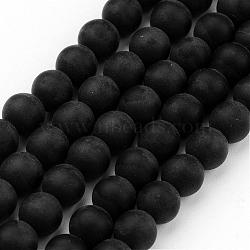 Frosted Glass Bead Strands, Round, Black, 10mm, Hole: 1mm, about 32pcs/strand, 14.5 inch(GLAA-G016-10mm-02)