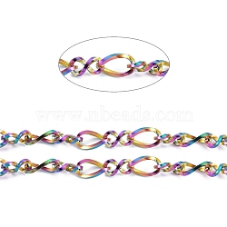 Ion Plating(IP) 304 Stainless Steel Figaro Chains, Figure 8 Chain, with Spool, Unwelded, Rainbow Color, 6x3.5x1mm, 5.5x3.5x1mm, about 32.8 Feet(10m)/roll(CHS-I001-09MC-01)
