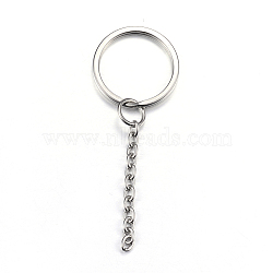 304 Stainless Steel Split Key Rings, Keychain Clasp Findings, Stainless Steel Color, 68mm(X-STAS-G085-09)
